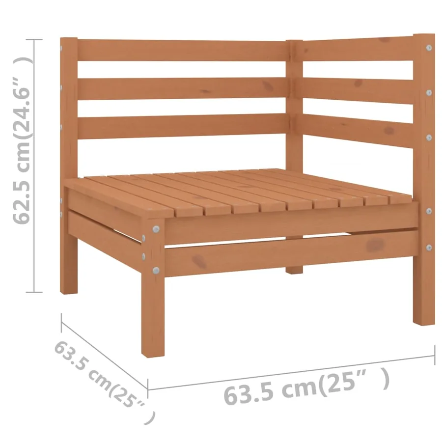 Salon de jardin 12 pcs Marron miel Bois de pin massif - 5