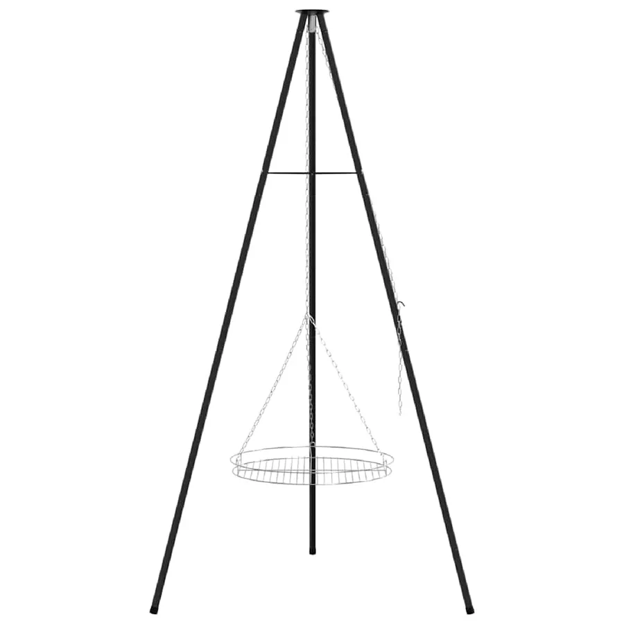 Trépied de Feu de Camp 2 pcs Noir Acier - 4