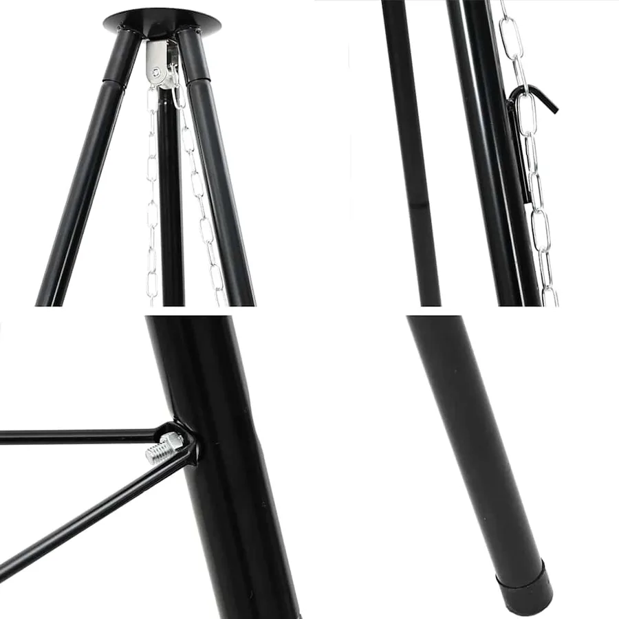 Trépied de Feu de Camp 2 pcs Noir Acier - 6