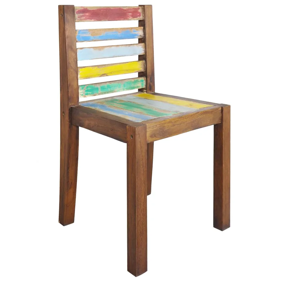 Chaises à manger lot de 6 bois de récupération solide - 11
