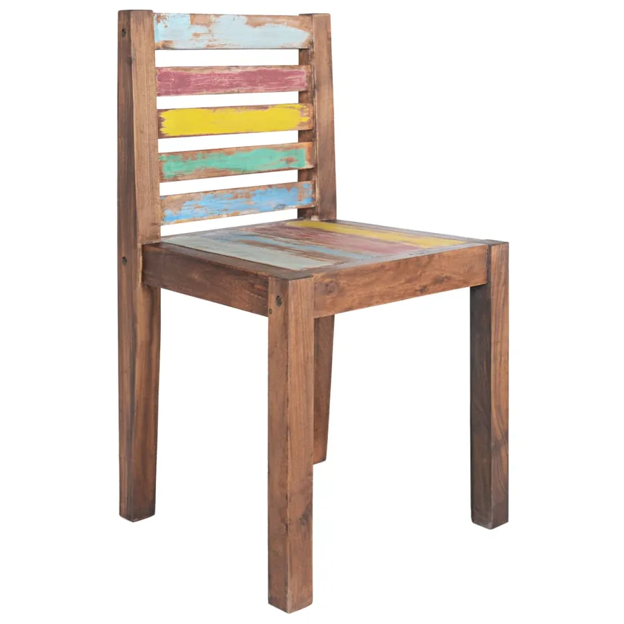 Chaises à manger lot de 6 bois de récupération solide - 12