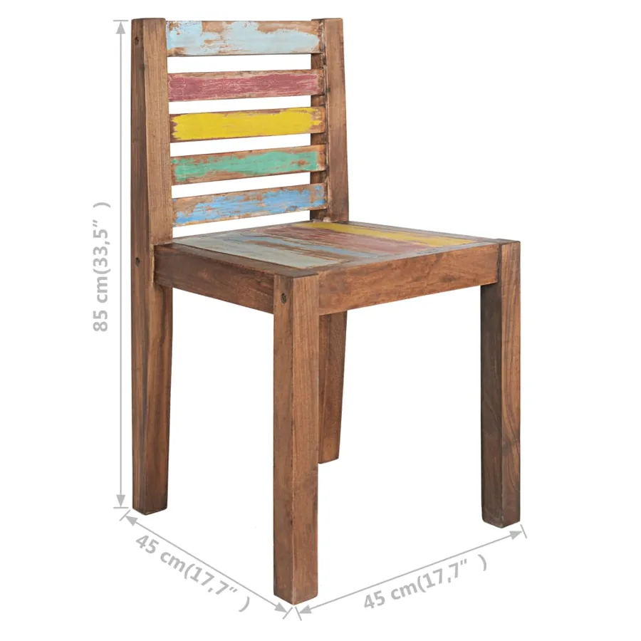 Chaises à manger lot de 6 bois de récupération solide - 8