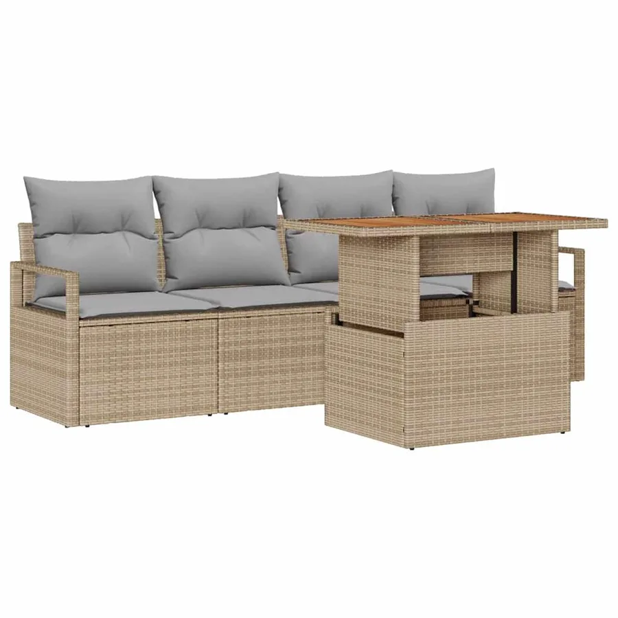 Ensemble de canapé de jardin 5 pcs beige et gris clair - 2