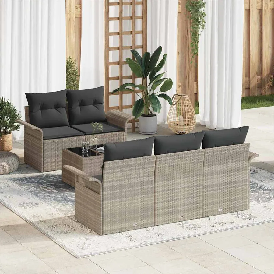Ensemble de canapé de jardin 6 pcs Gris clair et gris foncé