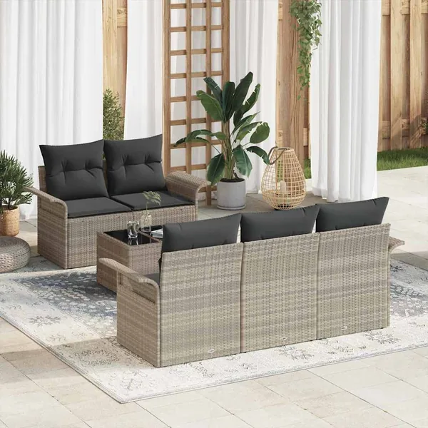 Ensemble de canapé de jardin 6 pcs Gris clair et gris foncé