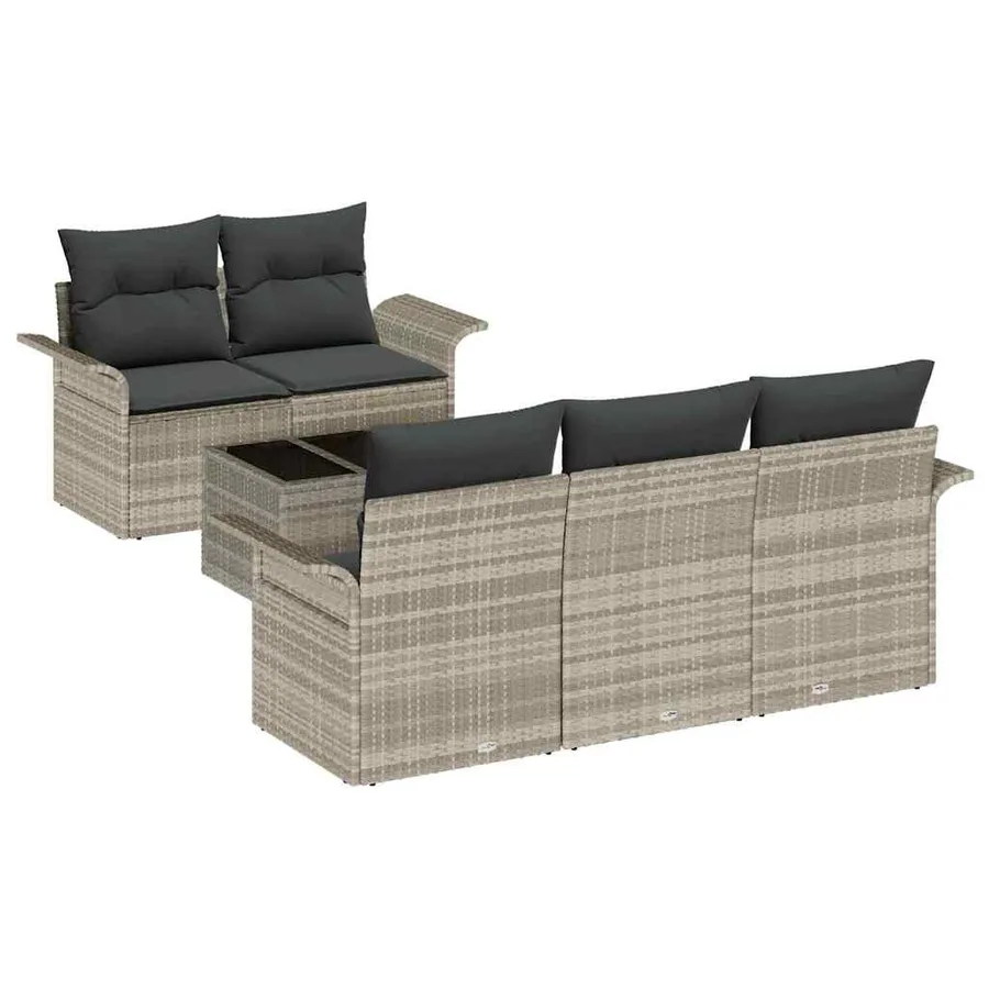 Ensemble de canapé de jardin 6 pcs Gris clair et gris foncé - 2