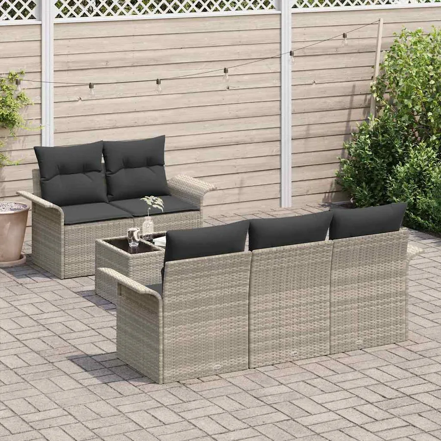 Ensemble de canapé de jardin 6 pcs Gris clair et gris foncé - 3