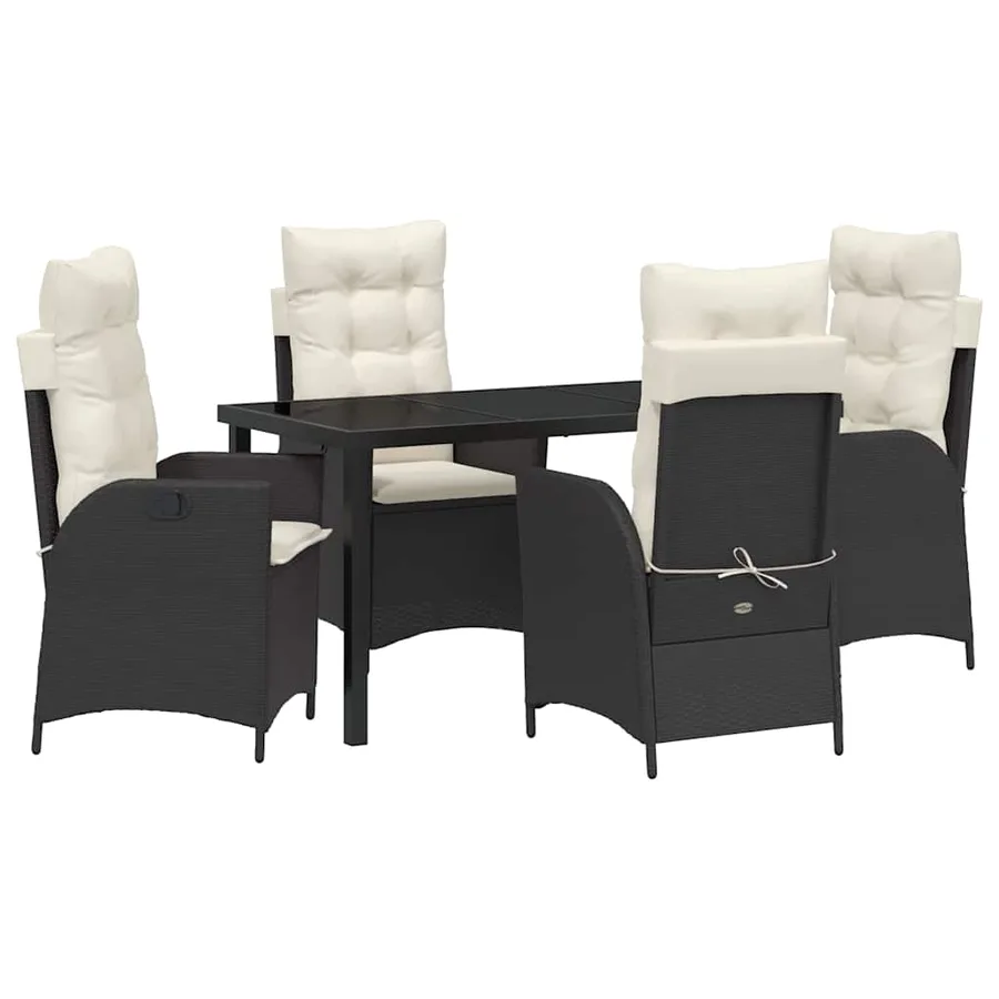 Ensemble de salle à manger pour jardin 5 pcs Noir polyrotin - 2