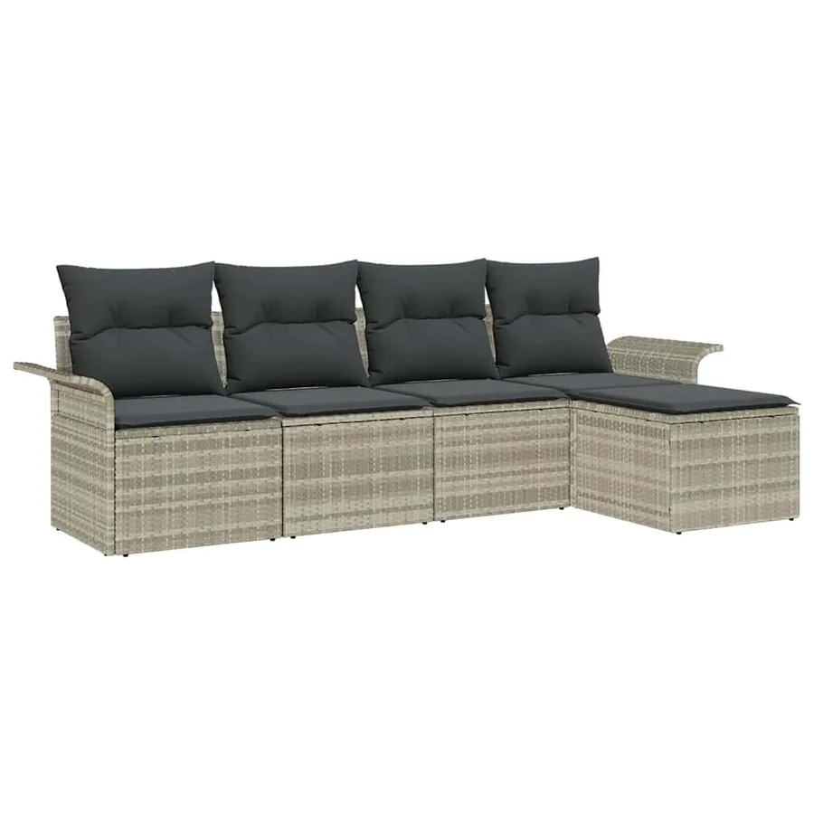 Ensemble de canapé de jardin 5 pcs Gris clair polyrotin - 2