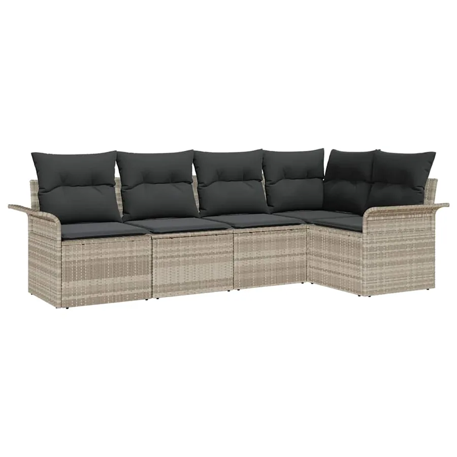 Ensemble de canapé de jardin 5 pcs Gris clair polyrotin - 2