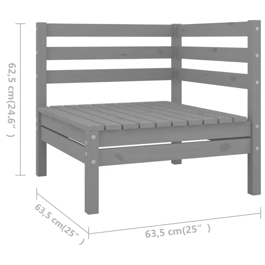 Salon de jardin 6 pcs Bois de pin massif Gris - 7