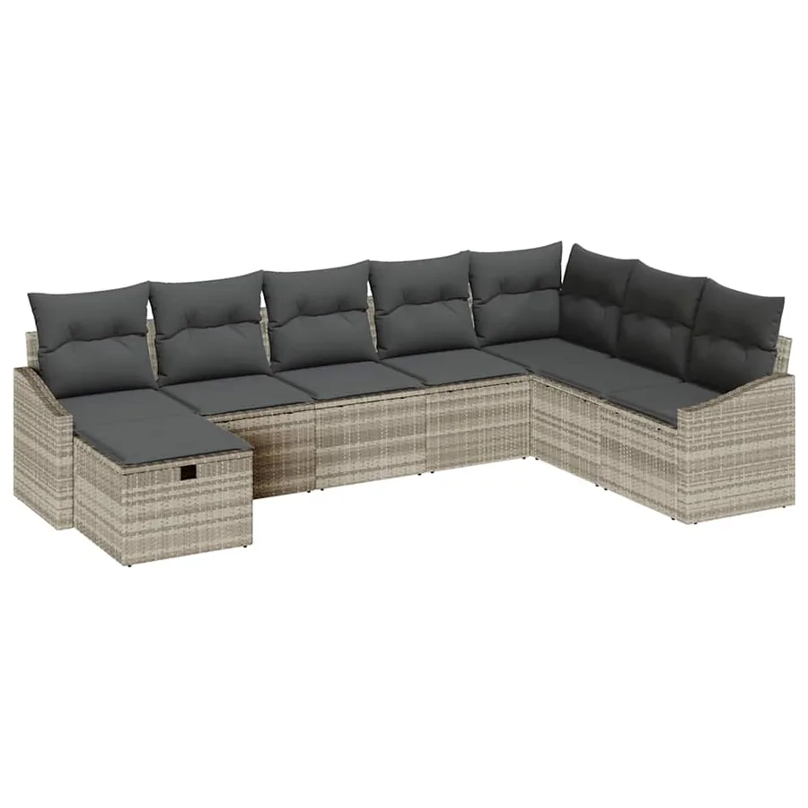 Ensemble de canapé de jardin avec coussin 8 pcs polyrotin - 2