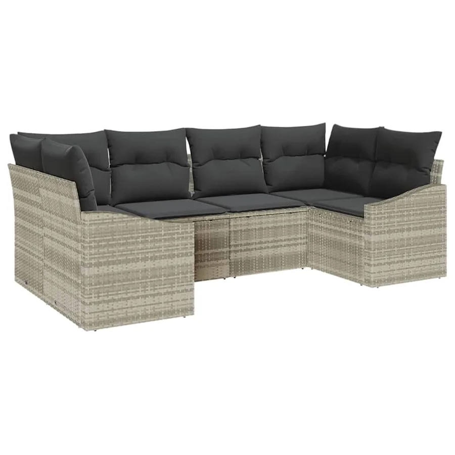 Ensemble de Canapés avec coussin 6 pcs Gris clair polyrotin - 2