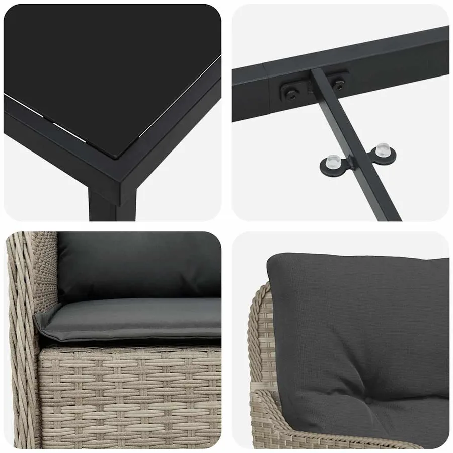 Ensemble de salle à manger pour jardin 9 pcs Gris clair - 9