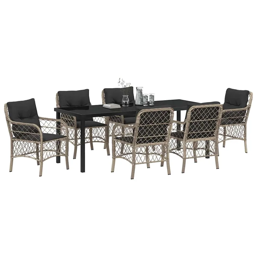 Ensemble de salle à manger pour jardin 7 pcs Gris clair - 3