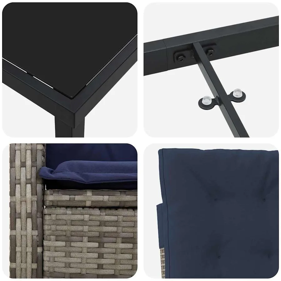 Ensemble de salle à manger pour jardin 9 pcs Gris polyrotin - 9