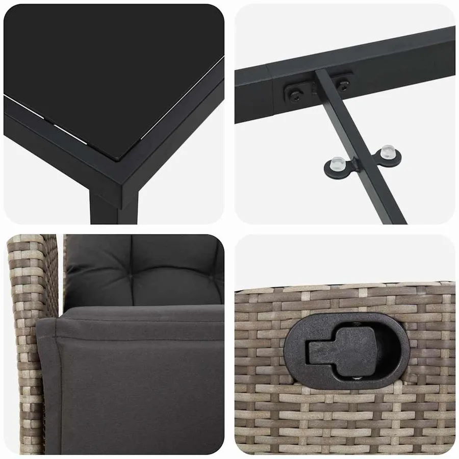 Ensemble de salle à manger pour jardin 5 pcs Gris polyrotin - 9