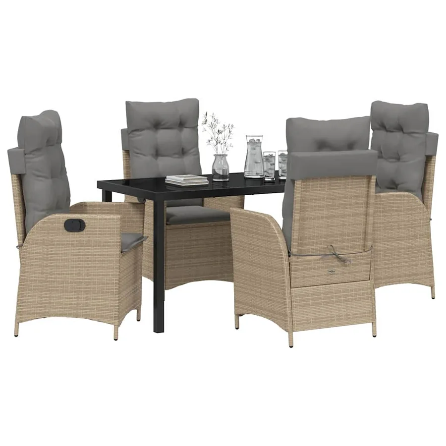 Ensemble de salle à manger pour jardin 5 pcs Beige polyrotin - 3