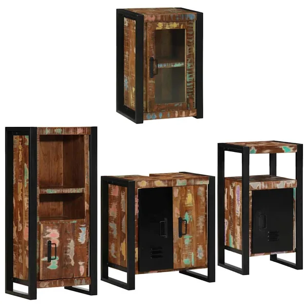 Ensemble de mobilier de salle de bain 4 pcs Bois massif recyclé