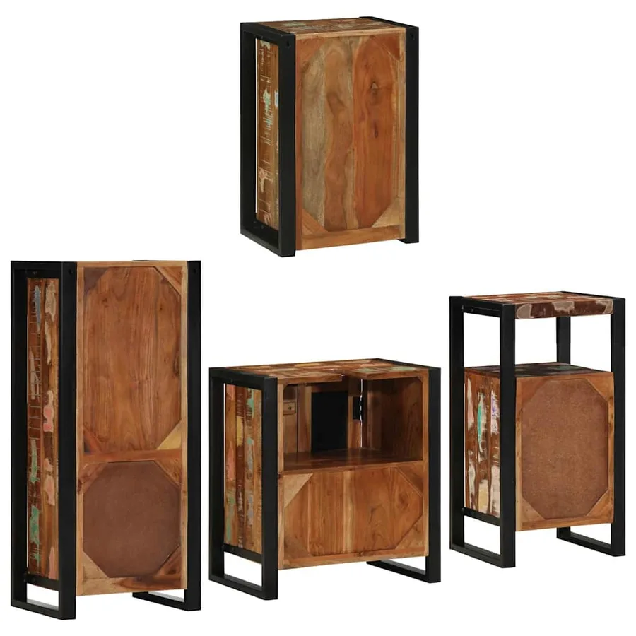 Ensemble de mobilier de salle de bain 4 pcs Bois massif recyclé - 10