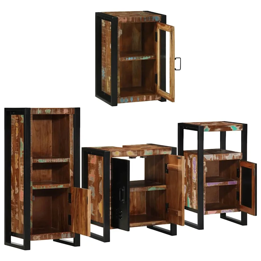 Ensemble de mobilier de salle de bain 4 pcs Bois massif recyclé - 4