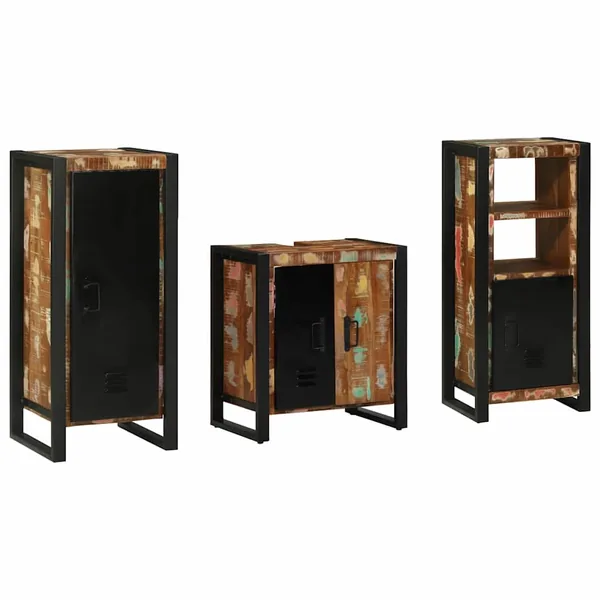 Ensemble de mobilier de salle de bain 3 pcs Bois Recyclé Solide