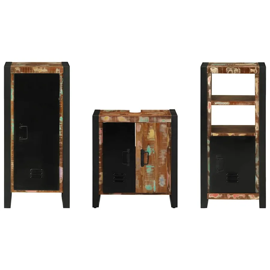 Ensemble de mobilier de salle de bain 3 pcs Bois Recyclé Solide - 8