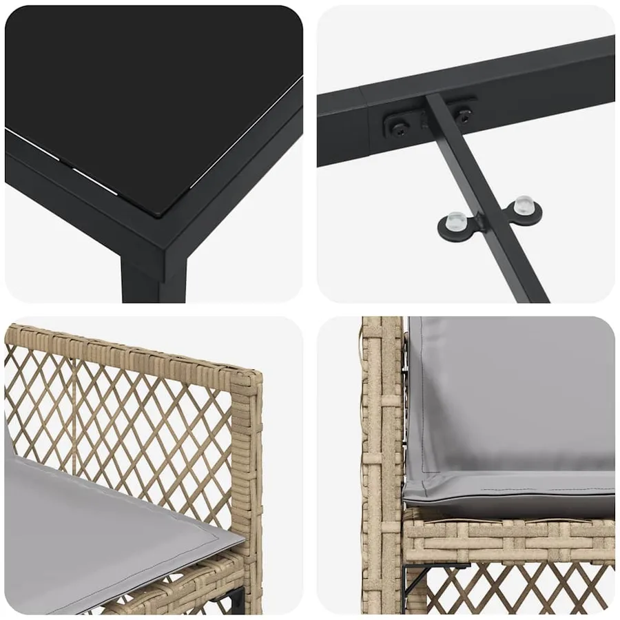 Ensemble de salle à manger pour jardin 9 pcs Beige polyrotin - 9