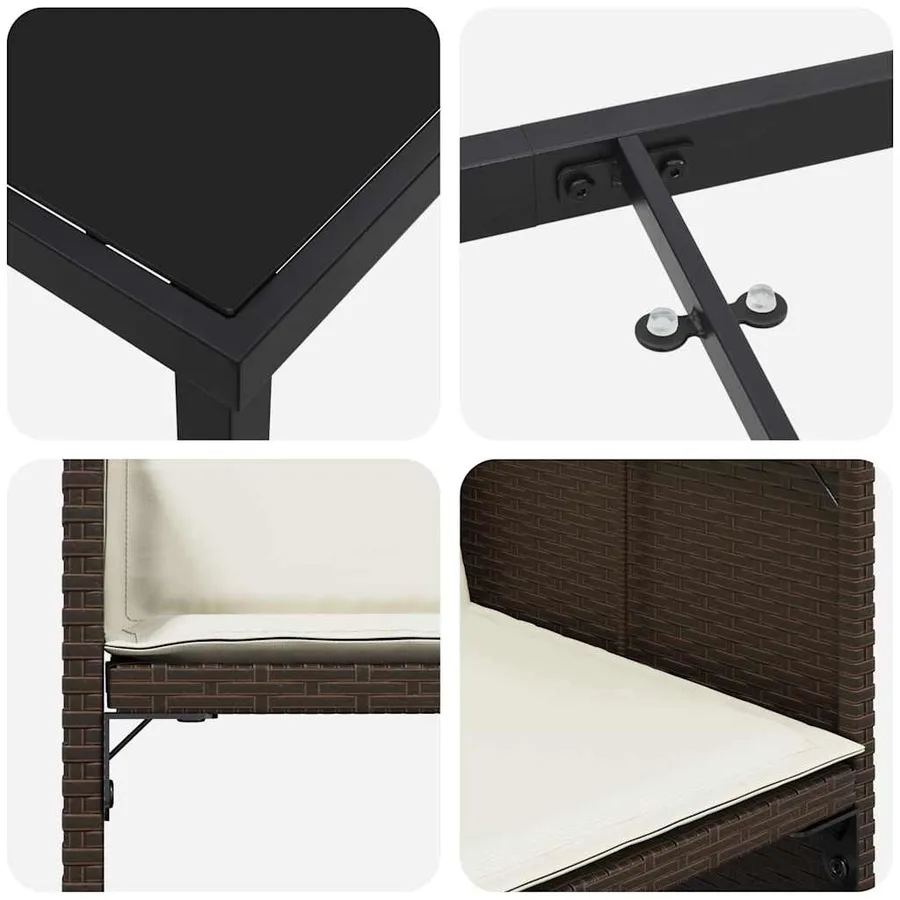 Ensemble de salle à manger pour jardin 9 pcs Marron polyrotin - 9