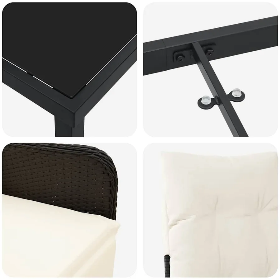 Ensemble de salle à manger pour jardin 5 pcs Noir polyrotin - 9