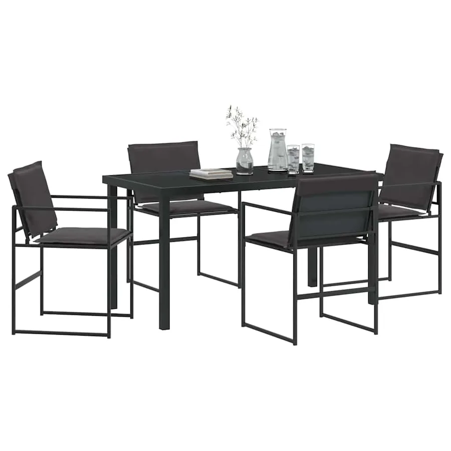 Ensemble de salle à manger pour jardin 5 pcs Noir - 3