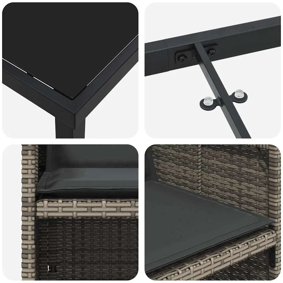 Ensemble de salle à manger pour jardin 9 pcs Gris polyrotin - 9
