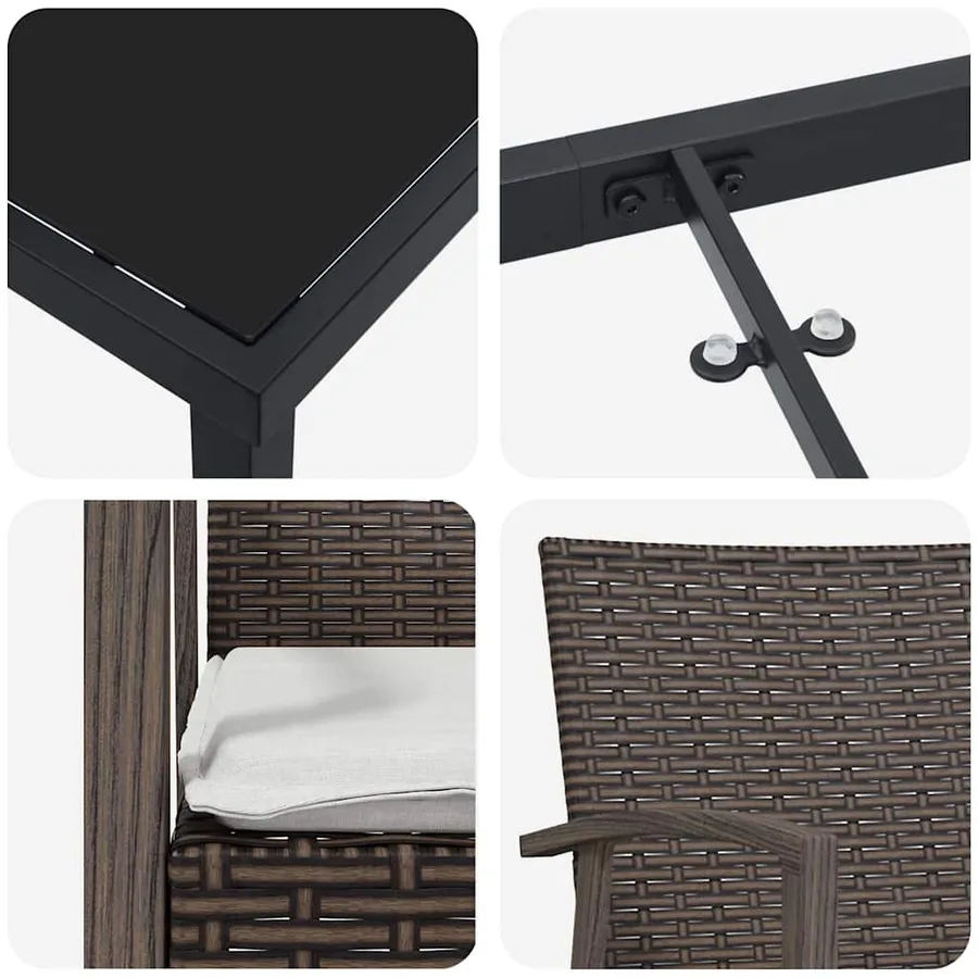 Ensemble de salle à manger pour jardin 7 pcs Marron et Noir - 9