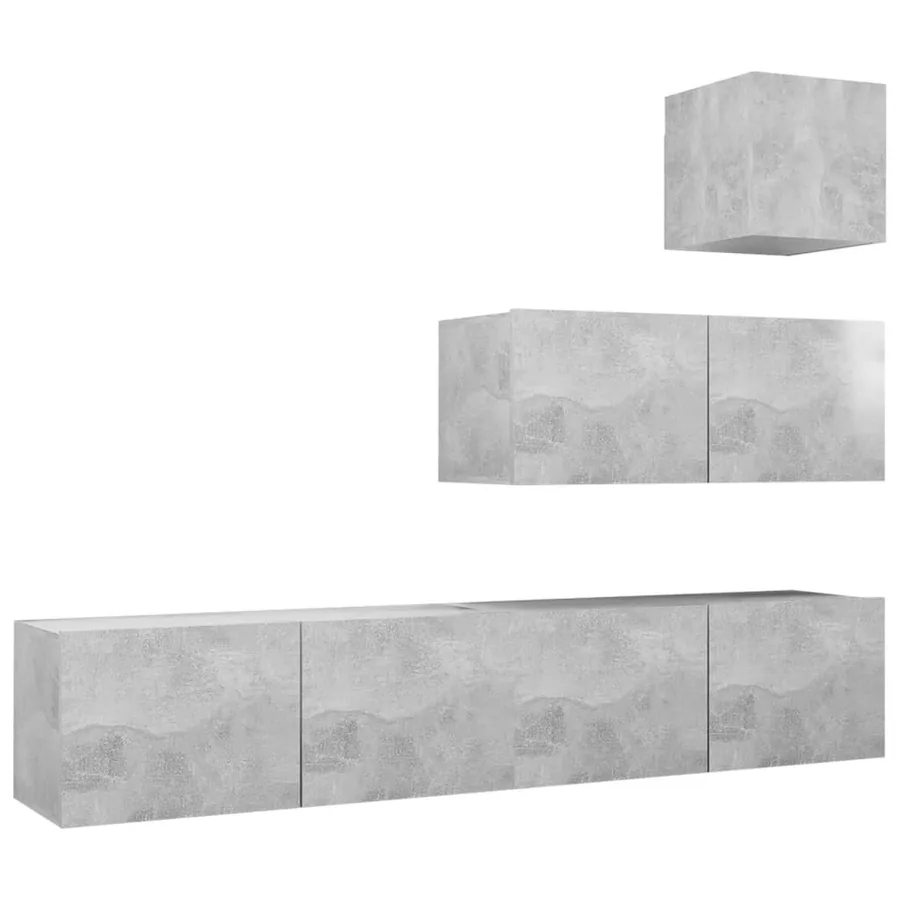 Ensemble de meubles TV 4 pcs Gris béton Bois d'ingénierie - 2