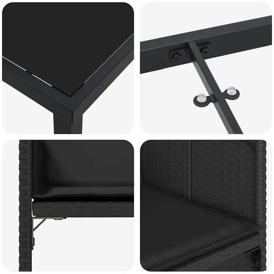 Ensemble de salle à manger pour jardin 9 pcs Noir polyrotin - 9