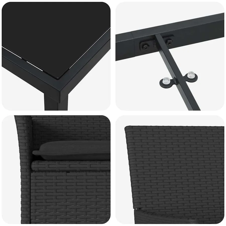 Ensemble de salle à manger pour jardin 9 pcs Noir polyrotin - 9