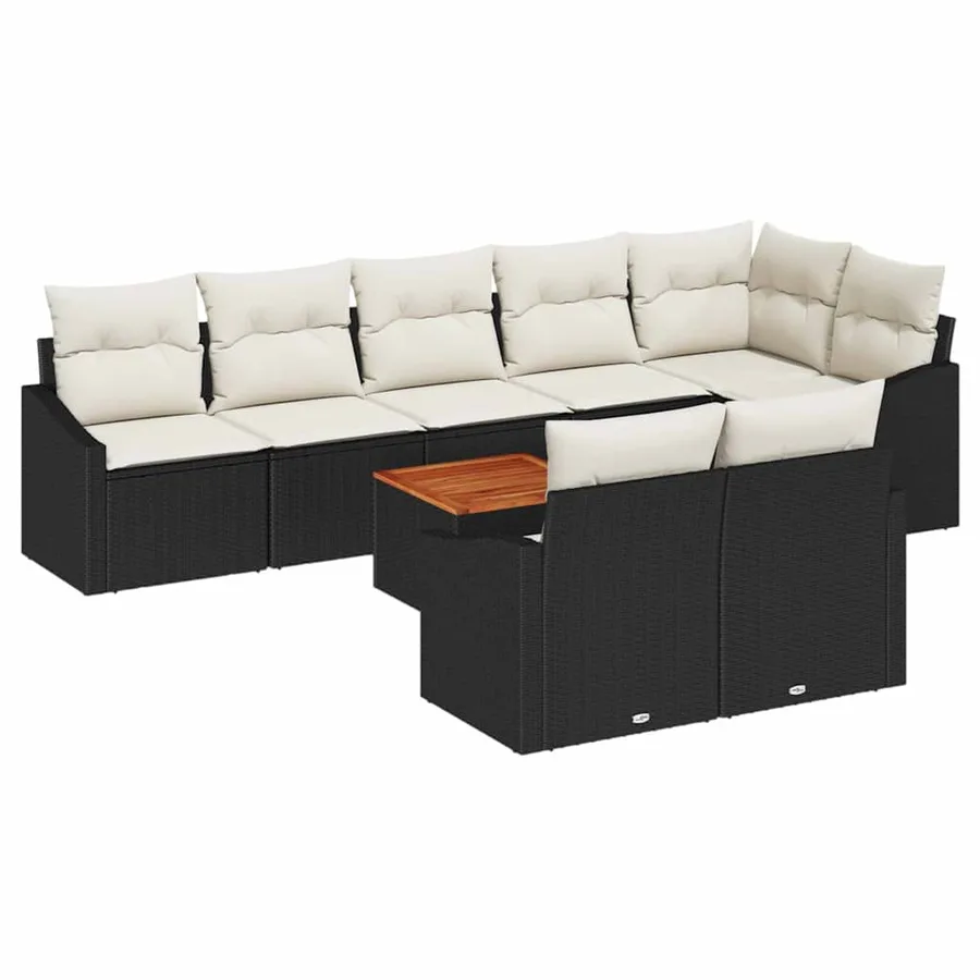 Ensemble de canapé de jardin avec coussin 9 pcs Noir polyrotin - 2