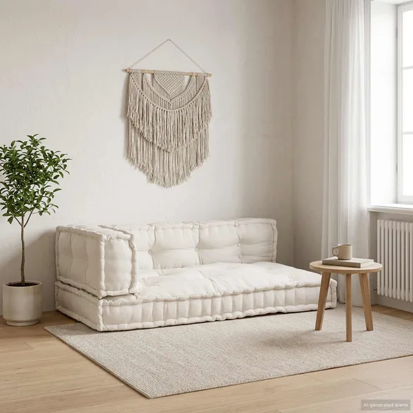 Coussin de canapé sur palette 3 pcs Crème 120 x 80 x 34 cm