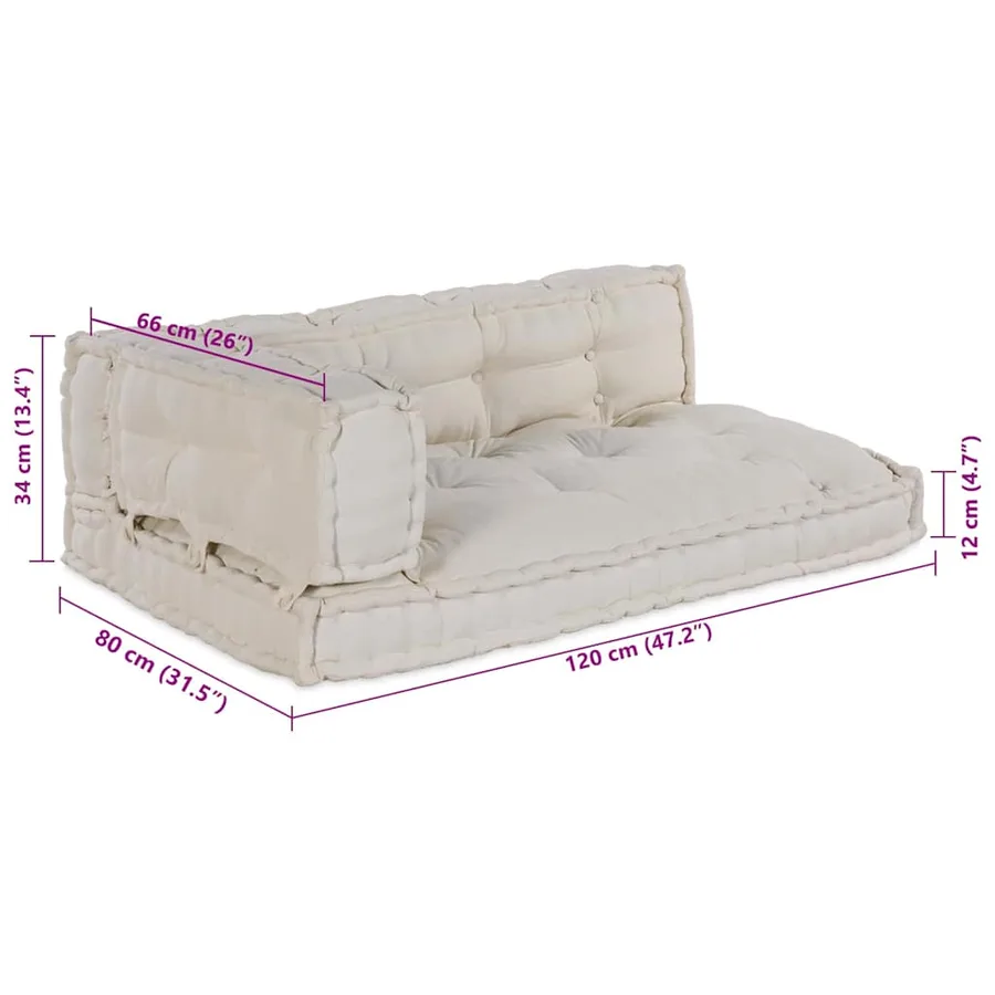 Coussin de canapé sur palette 3 pcs Crème 120 x 80 x 34 cm - 11