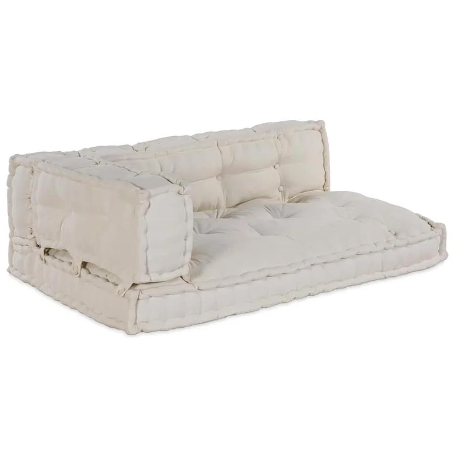 Coussin de canapé sur palette 3 pcs Crème 120 x 80 x 34 cm - 5