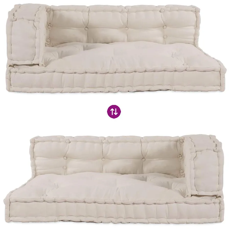 Coussin de canapé sur palette 3 pcs Crème 120 x 80 x 34 cm - 8