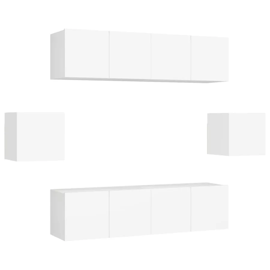 Ensemble de meubles TV 6 pcs Blanc Bois d'ingénierie - 2