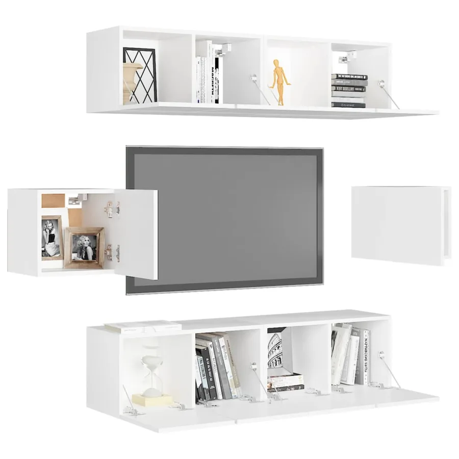 Ensemble de meubles TV 6 pcs Blanc Bois d'ingénierie - 3