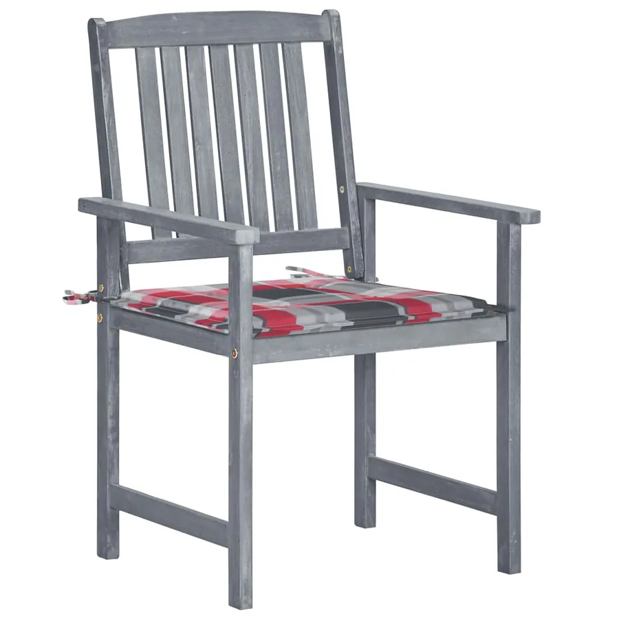 Chaises de jardin et coussins lot de 8 Bois acacia solide Gris - 2
