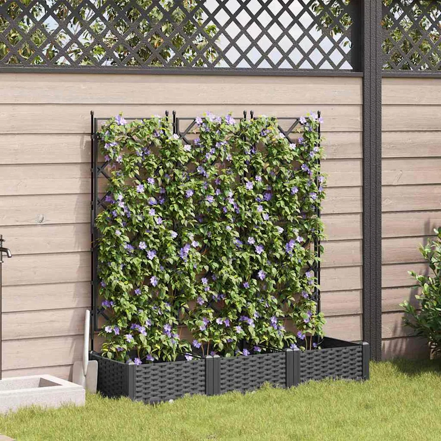 Cache-pot de jardin 3 pc Noir 120 x 40 x 125,5 cm PP