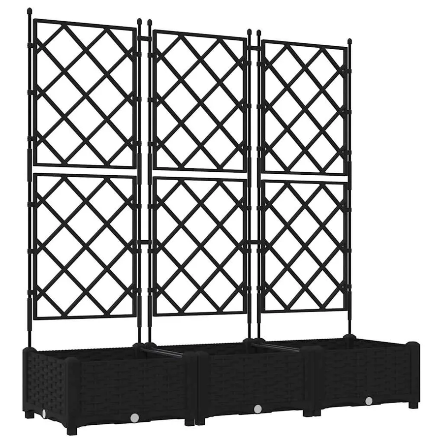 Cache-pot de jardin 3 pc Noir 120 x 40 x 125,5 cm PP - 2