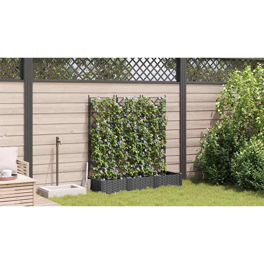 Cache-pot de jardin 3 pc Noir 120 x 40 x 125,5 cm PP - 4