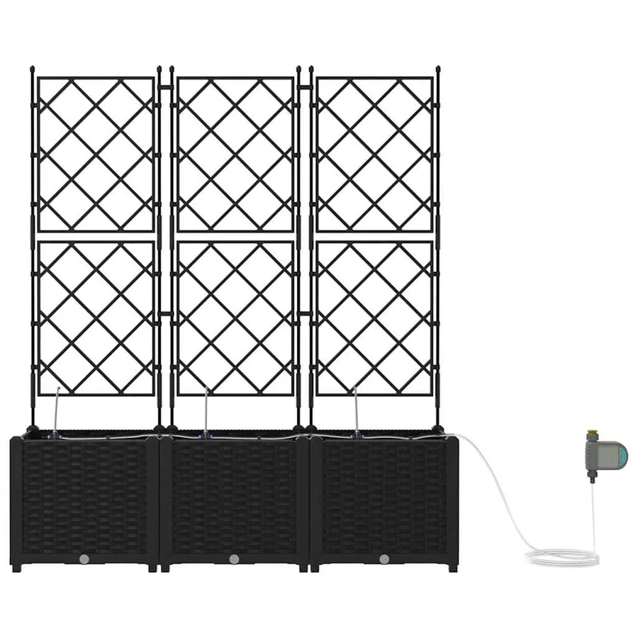 Cache-pot de jardin 3 pc Noir 120 x 40 x 142 cm PP - 6