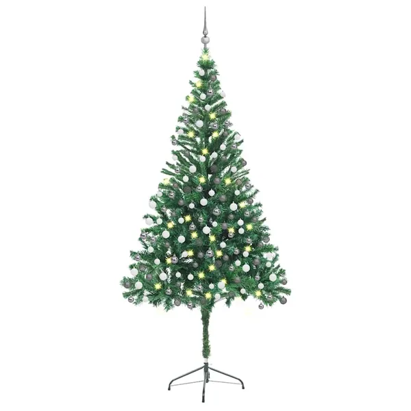 Arbre de Noël artificiel pré-éclairé/boules 210 cm 910 branches