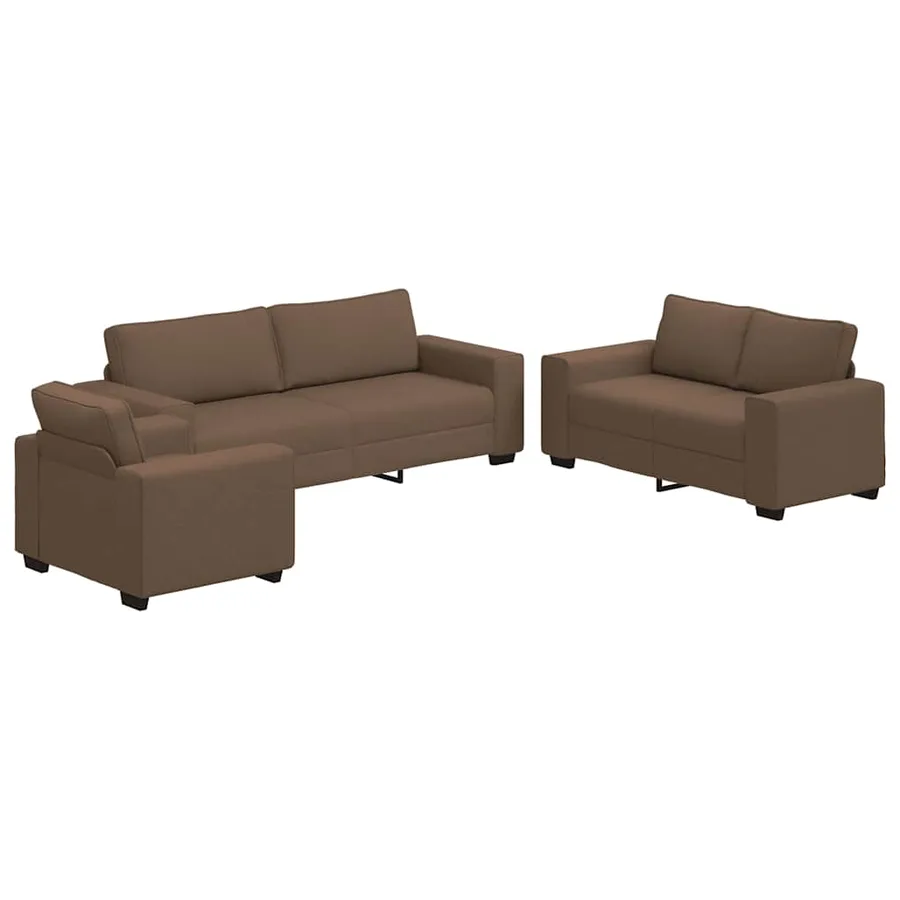 Ensemble de canapé 3 pcs avec coussins en tissu marron - 2